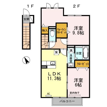 ミラ モンテI(2LDK/2階)の間取り写真