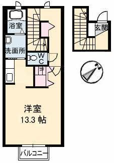 シャーメゾン 乃木駅(ワンルーム/2階)の間取り写真