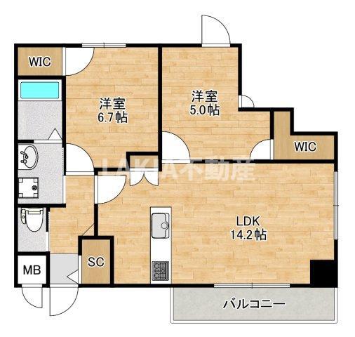 LEGALANDABENO SANMEICHO(2LDK/7階)の間取り写真