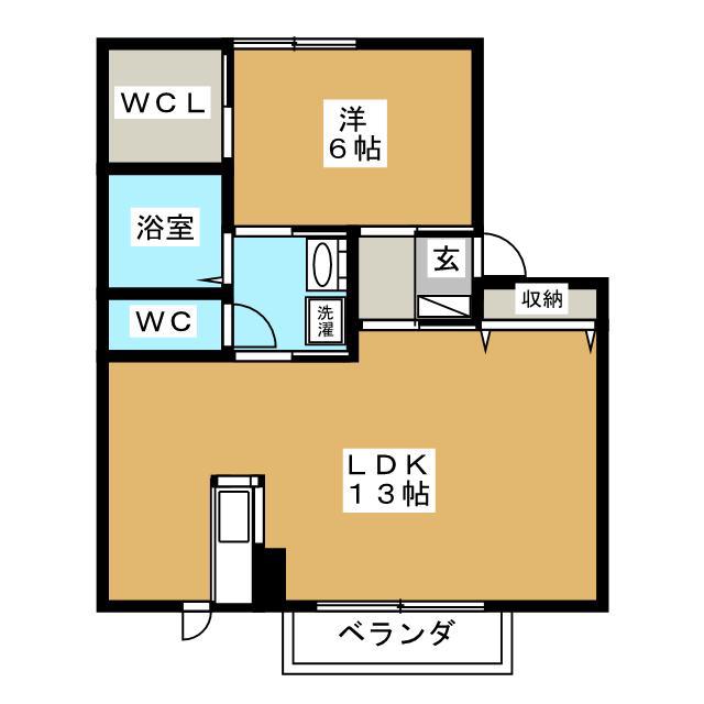 HOME LIKE 野ばら(1LDK/1階)の間取り写真