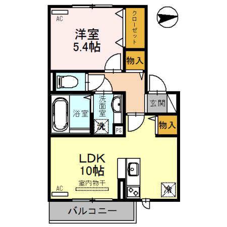ハイツ・リヴェール(1LDK/2階)の間取り写真