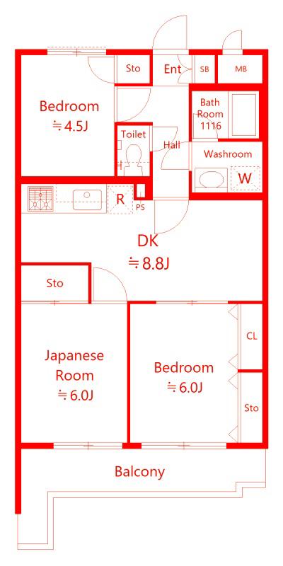 スカイパレス東戸塚(3DK/7階)の間取り写真