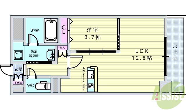 クランエシオ(1LDK/3階)の間取り写真