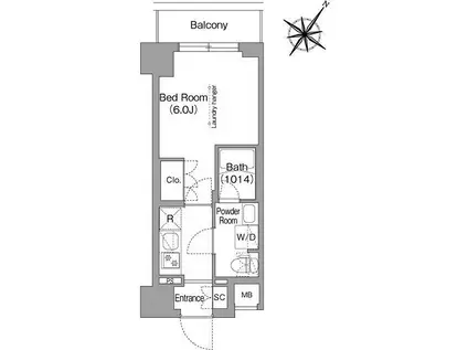 コンフォリア・リヴ横浜阪東橋コンフォリアリヴヨコハマバンド(1K/6階)の間取り写真