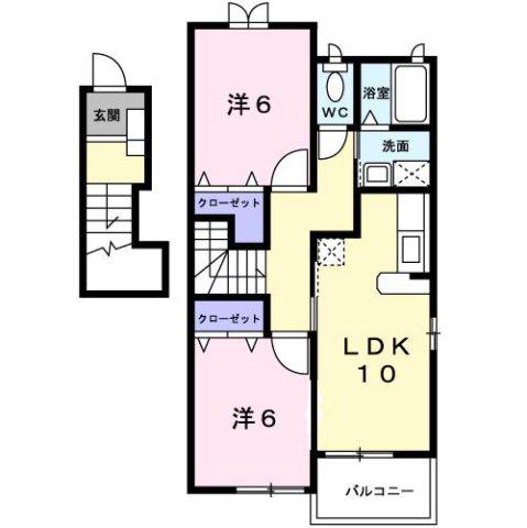 グリーンパレス(2LDK/2階)の間取り写真