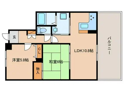グローバル宇治大久保(2LDK/1階)の間取り写真