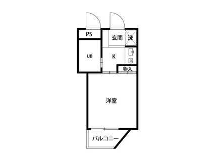 ガーデンスクエア飛田給(1K/1階)の間取り写真