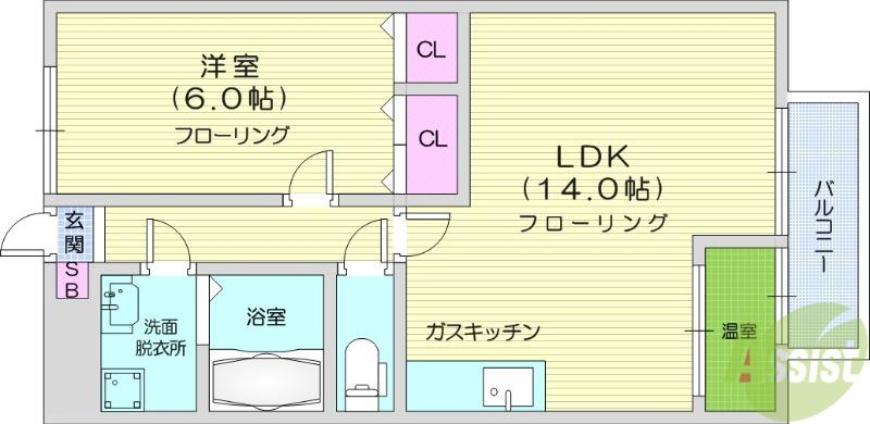 パセオプラシード袋原(1LDK/2階)の間取り写真