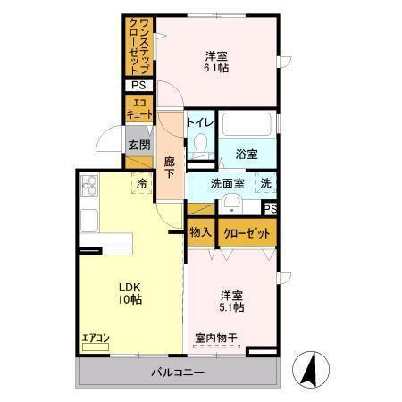プレミールA(2LDK/3階)の間取り写真