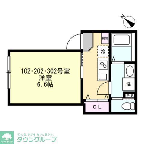 ベイルームグレイス相模大野(1K/1階)の間取り写真