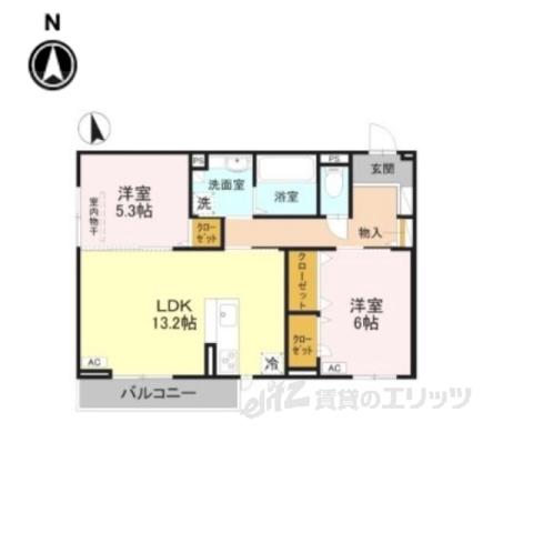 エクシード2(2LDK/3階)の間取り写真