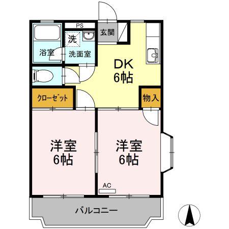 レジデンス今村 A(2DK/3階)の間取り写真