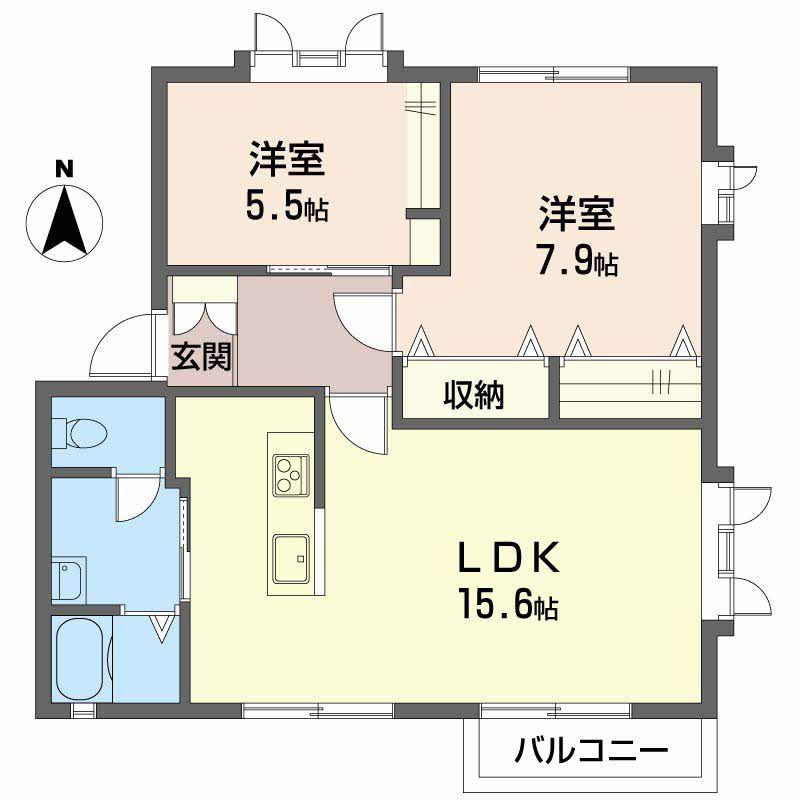 フレグランス西尾張部(2LDK/2階)の間取り写真