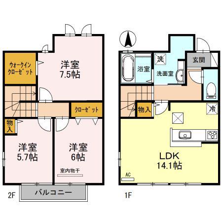 グランシャリオ(3LDK/1階)の間取り写真