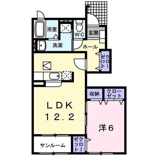 モン・プレジール II(1LDK/1階)の間取り写真