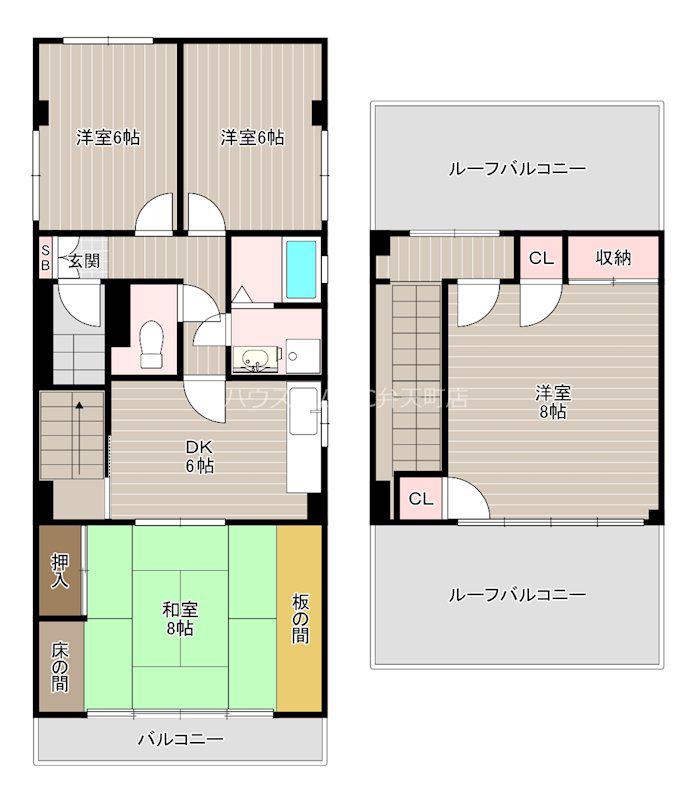 ヒサミズプレイス弁天町(4DK/5階)の間取り写真