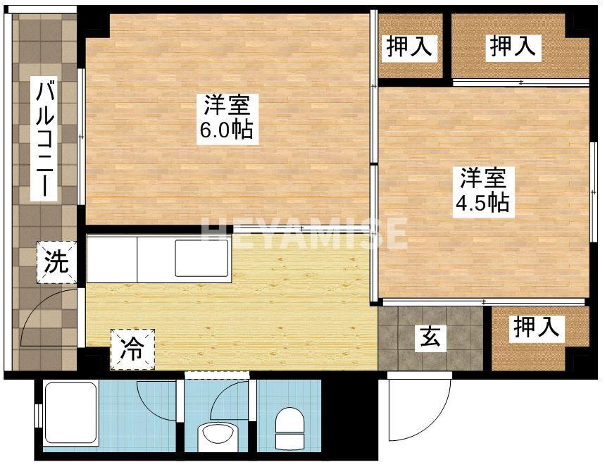 ビレッジハウス琴海1号棟(2K/4階)の間取り写真