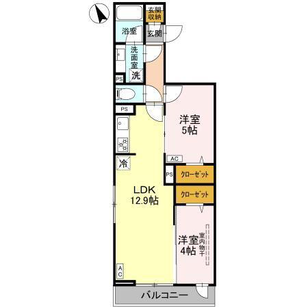 D-SERENOくすのき台(2LDK/3階)の間取り写真