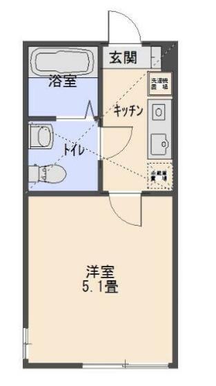 プラムツリーズ矢部(1K/1階)の間取り写真