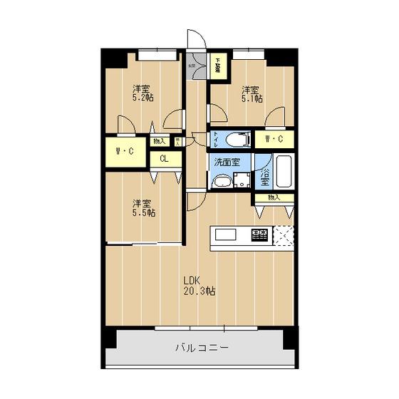 LIBTH原水(3LDK/5階)の間取り写真