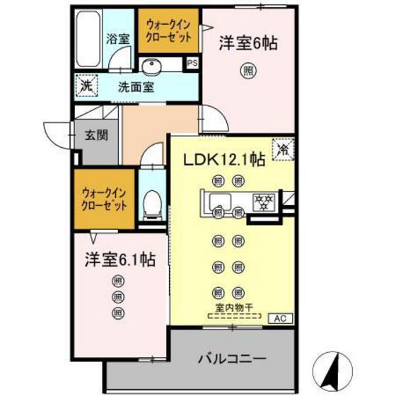 フィオーレ(2LDK/2階)の間取り写真