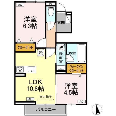 ユーフォリア・K(2LDK/1階)の間取り写真
