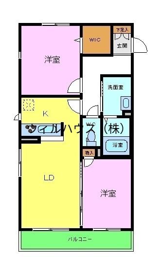 シャーメゾン陽明D棟(1SLDK/2階)の間取り写真
