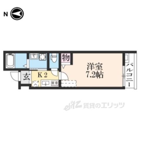 MOEGIレジデンス京都西陣(1K/4階)の間取り写真