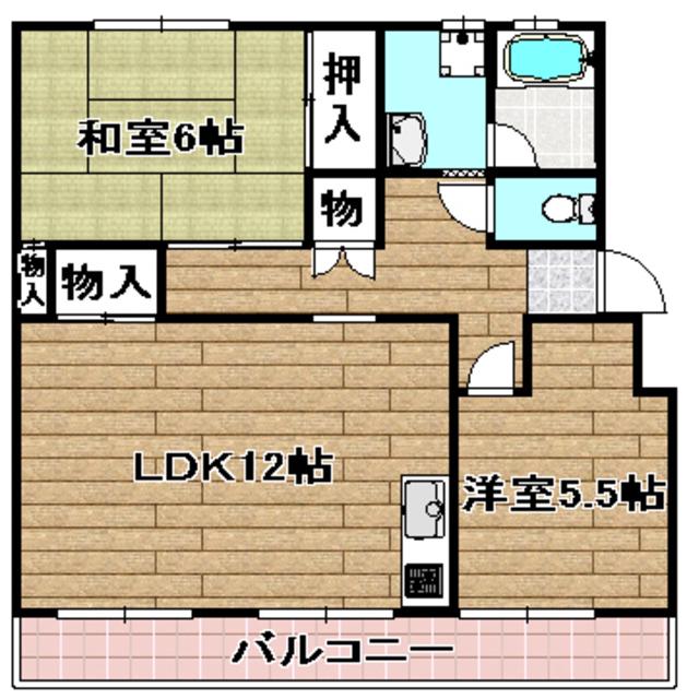 村田石コーポ(2LDK/3階)の間取り写真