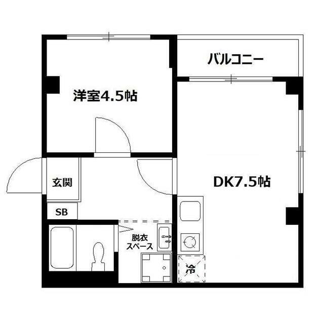 O・Tビル(1DK/3階)の間取り写真