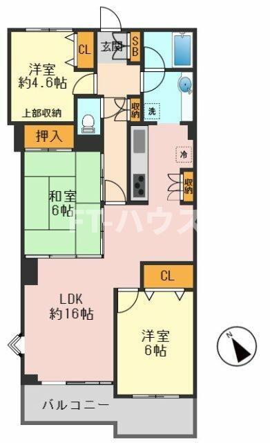 リーベスト津田沼(3LDK/3階)の間取り写真