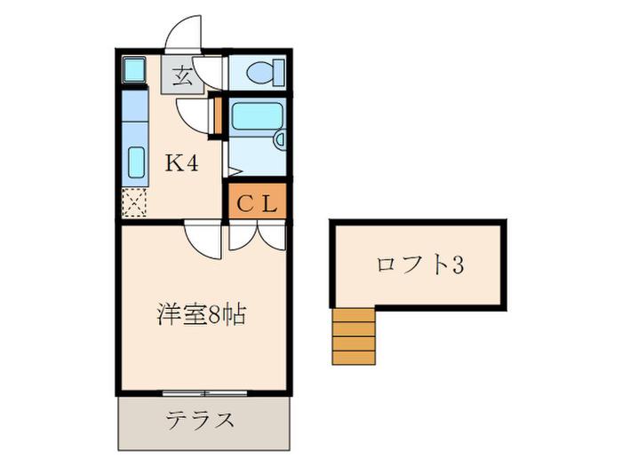 レスト若園(1K/1階)の間取り写真