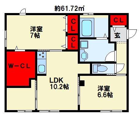 カーサ・ソレアード(2LDK/1階)の間取り写真