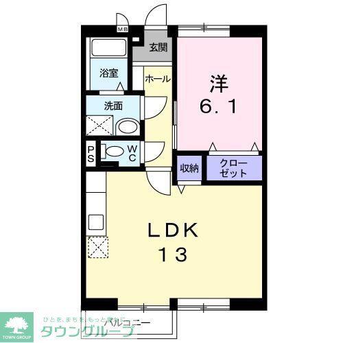 メゾン甘楽 A(1LDK/2階)の間取り写真