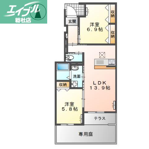 ベル ハピネス(2LDK/1階)の間取り写真
