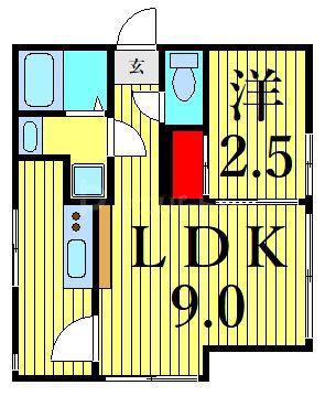 KA RESIDENCE西日暮里(1LDK/1階)の間取り写真