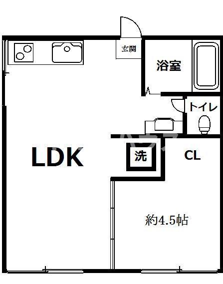カネマタハイツ(1LDK/1階)の間取り写真