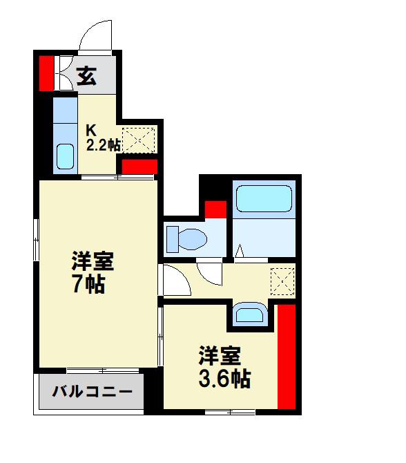 エスポワールA(2K/1階)の間取り写真