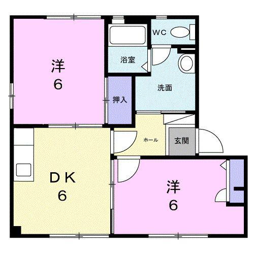 DOMICILE伊賀B(2DK/2階)の間取り写真