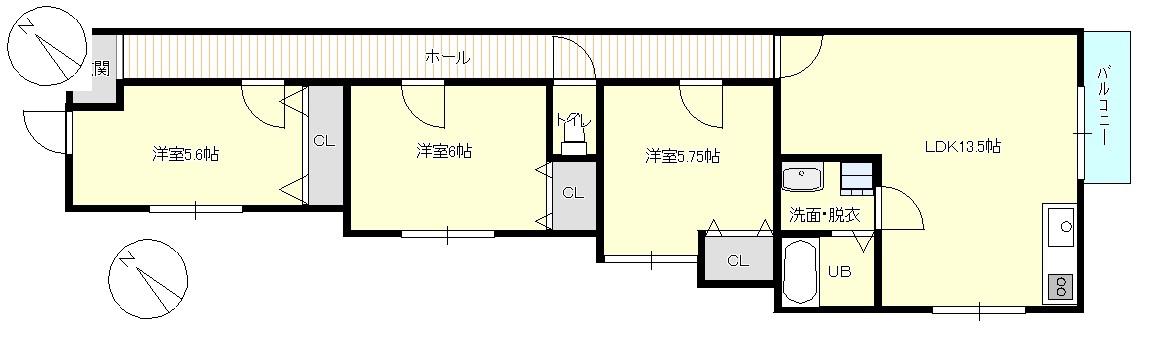 グランヒルズ相模大野(3LDK/2階)の間取り写真