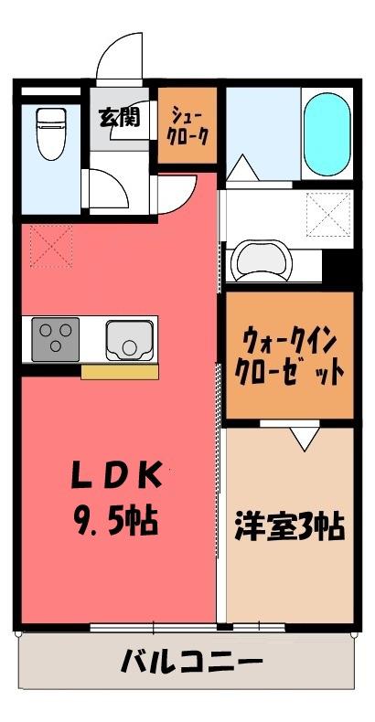 カトリエーム B(1LDK/1階)の間取り写真