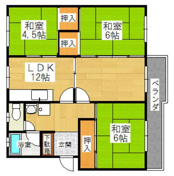 男山第2109棟(3LDK/4階)の間取り写真