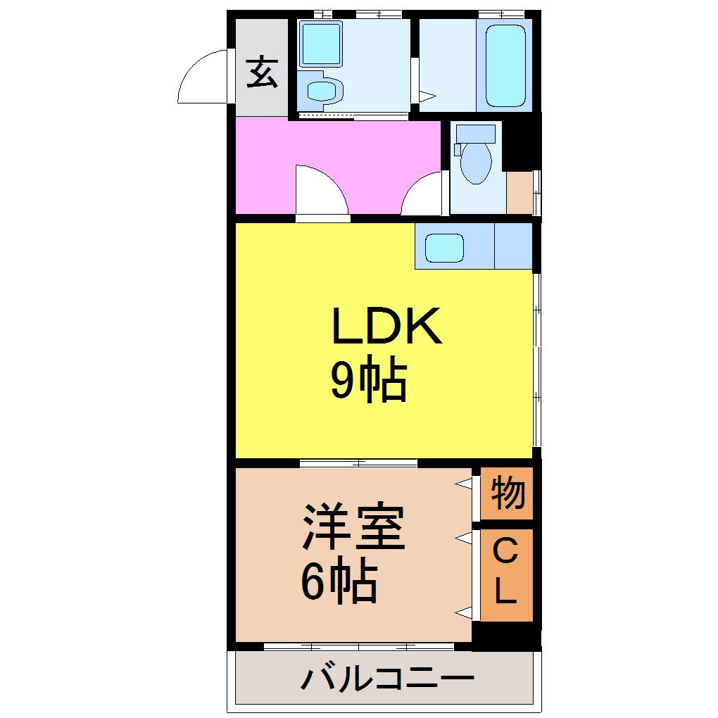 丸利ビル(1LDK/2階)の間取り写真