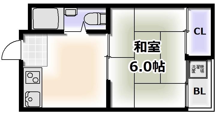 第1北野ビル(1K/2階)の間取り写真