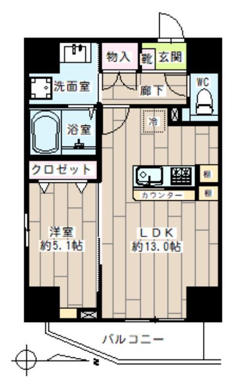 グランディール(1LDK/6階)の間取り写真