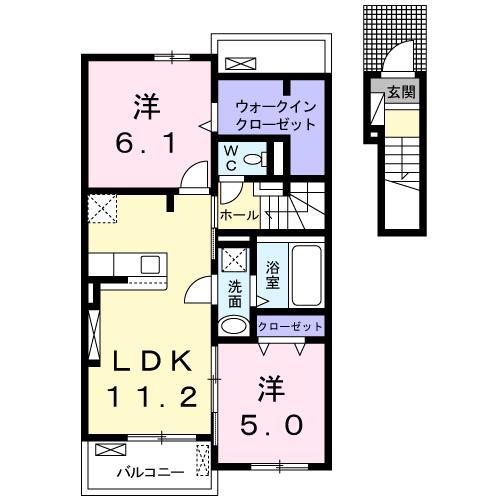 ラ・ルタンA(2LDK/2階)の間取り写真