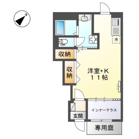 グランプラム(ワンルーム/1階)の間取り写真