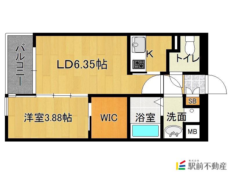 サニークレスト西新(1LDK/1階)の間取り写真