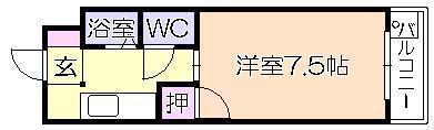 竹野屋ビル(1K/2階)の間取り写真