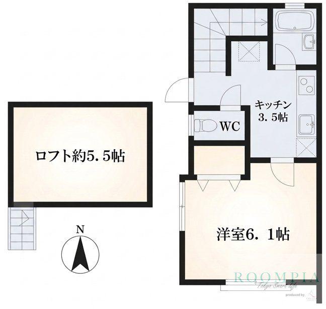 アイエリア太子堂(1K/2階)の間取り写真